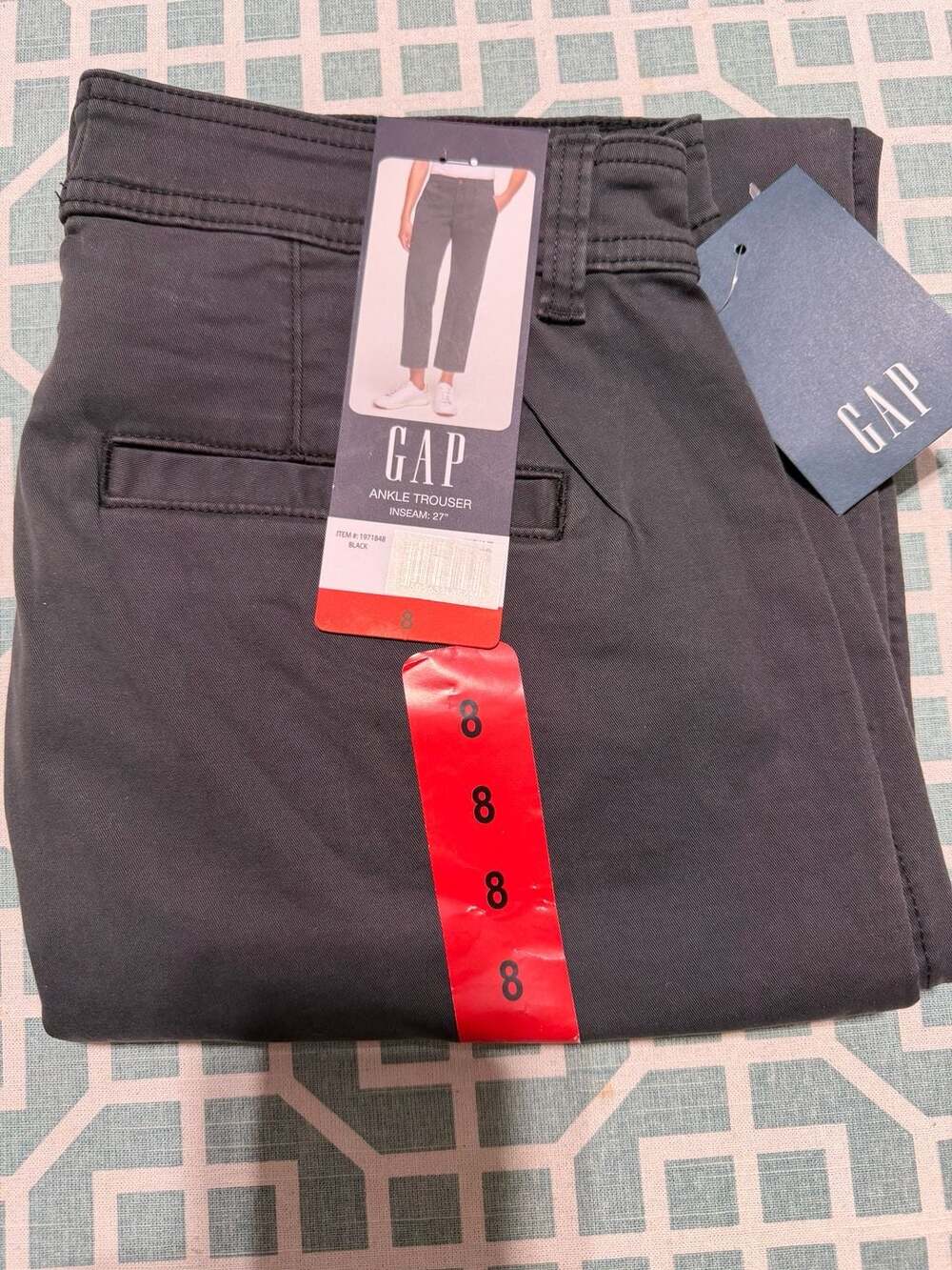 Gap Ankle Trouser Size 8 Black Twill Pants